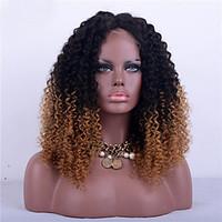 Two Tone Ombre T1B/27 Full Lace Human Hair Wigs-Glueless Kinky Curly 180% Density Brazilian Virgin Hair Adjustable Lace Wigs for Fashion Woman