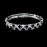 Two Layers Black And Clear Ladies\' Rhinestone Wedding Tennis In Silver Alloy