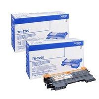 TWIN PACK: Brother TN2220 Black Original High Capacity Laser Toner Cartridge