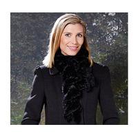 Twist Faux Fur Ladies? Scarves, Black, Size One Size, Polyester