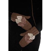 Two Tone Double Bow Attached Mittens