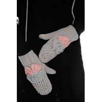 Two Tone Double Bow Attached Mittens