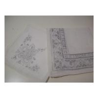 Two NEW Snow White Handkerchiefs with pretty embroidered Pattern