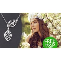 Two Leaves Pendant Necklace - FREE P&P