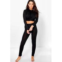 Twisted Crop Legging Set - black