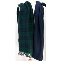 Two Soft Scarves - Navy Blue and Blue Green Check