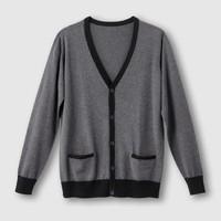 Two-Tone Buttoned Cardigan