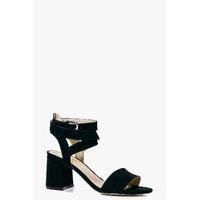 Two Part Wrap Strap Block Heel - black