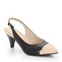 Two-Tone Open Leather Court Shoes