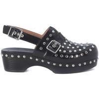 Twin Set black brushed clogs in black brushed leather and studs women\'s Sandals in black