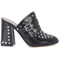 Twin Set black brushed leather sabot with studs women\'s Court Shoes in black