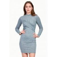 TWIST FRONT SPACEDYE BODYCON DRESS