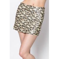 two tone sequin animal print skirt