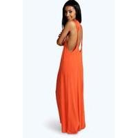 Twist Back Detail Maxi Dress - orange