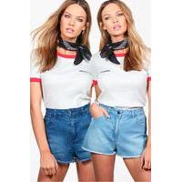 twin pack denim hotpants save 20 blue