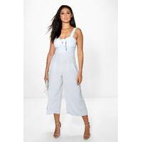 Twist Front Culotte Jumpsuit - blue