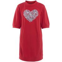 twin set twinset over red cotton fleece dress with heart womens dresse ...