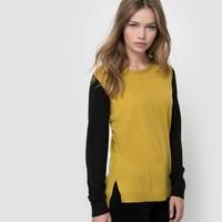 two tone jumper in pure merino wool