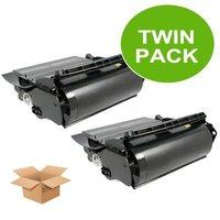 TWINPACK: Lexmark 12A8425 Remanufactured Black Toner Cartridge