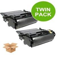 twin pack lexmark 12a6735 remanufactured black high capacity toner car ...