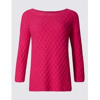 Twiggy Pure Cotton Crochet Texture Knit Jumper