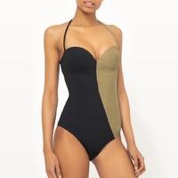 Two-Tone Bandeau Swimsuit