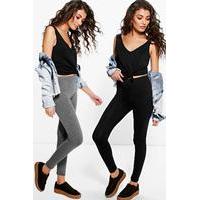 Two Pack Basic Jersey Viscose Leggings - multi