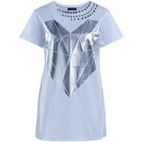 Twin Set Twinset white color t-shirt with silver diamond heart women\'s Shirts and Tops in grey