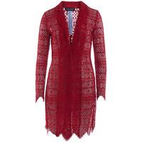 Twin Set Twinset long blazer in red macramè lace women\'s Shirts and Tops in red