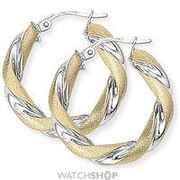 Two Tone Twisted Round Hoop Earrings