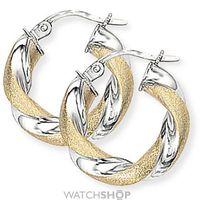 Two Tone Twisted Round Hoop Earrings