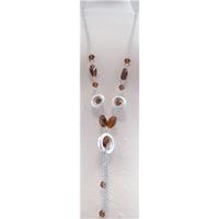 Twenty four inch Y necklace with brown beads