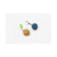 Two Piece Spikey Neon Rubber Navel Bars