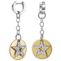 Two Colour Disc and Star Droppers Earrings ESCO11494B000