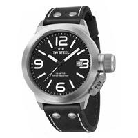 TW Steel Mens Canteen Black Leather Strap Watch TWCS1