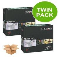 twinpack lexmark 12a6835 original black toner cartridge