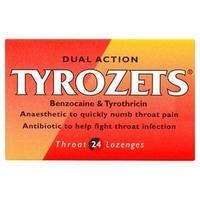 tyrozets dual action throat lozenges 24s