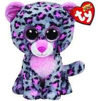 ty beanie boo tasha pink grey leopard plush toy 15cm 1607 36151