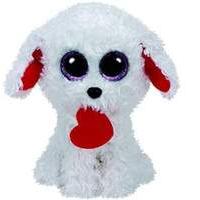Ty Beanie Boos - Bun The Dog With Heart White Plush Toy (15cm) (1607-37210)