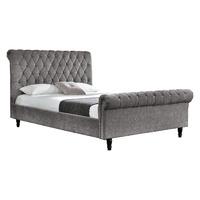 Tyrell Chenille Bed Frame Silver Double