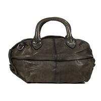 Tyoulip sisters medium three crumple handbag of soft leather (38 x 21 x 17 cm), Colour:Grün (Bark)