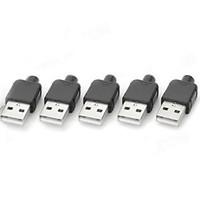 Type A 4pin USB Male Power Adapters / Connectors - Black Silver (5 PCS)