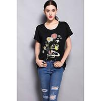 tyzee womens daily cute spring summer t shirtprint embroidery round ne ...