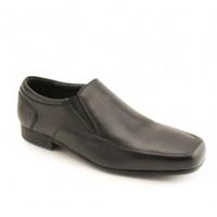 tyler black leather boys slip on school shoes