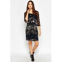 Tye Dye Print Lace Sleeve Dress