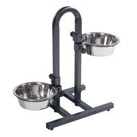 U-Shaped Dog Bowl Stand with Stainless Steel Bowls - 2 x 1.6 litre