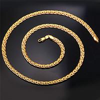 U7 High Quality Vintage 18K Chunky Gold Filled Figaro Chain Necklace for Men 6MM 22Inches 55CM Jewelry Christmas Gifts