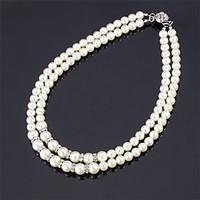 U7High Quality Synthetic Pearl Beads Luxury Fancy Choker Collar Necklace Austrian Rhinestone Jewelry for Women