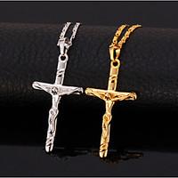 U7Hot Sale 18K Real Gold Platinum Plated Jesus Cro Pendant Necklace Gift for Women