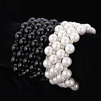 U7Women\'s High Quality Synthetic European Pearl Beads Cool Bangle Bracelet Austrian Rhinestone Jewelry Gift for Girl